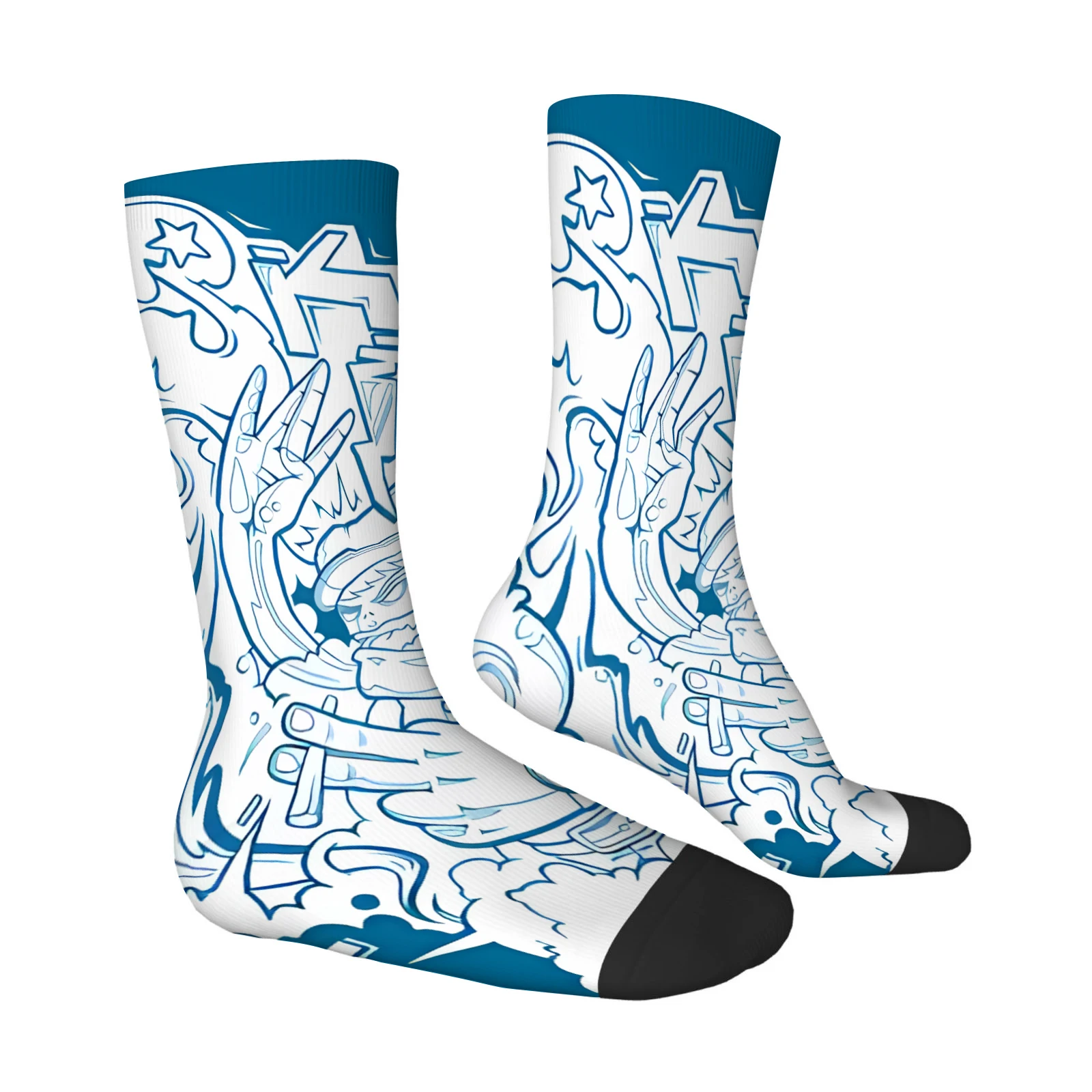 Men's Street Style Graffiti Socks Polyester Spandex Blend Soft Elastic Breathable Machine Washable Daily Wear Novelty Socks