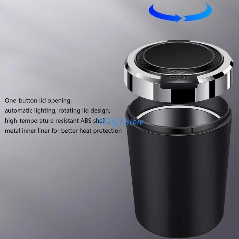 37JE Car Cup Holder Cigarettes Ashtray Car Interior Accessory Ashtray with Automatic LED Light And Tight Seal