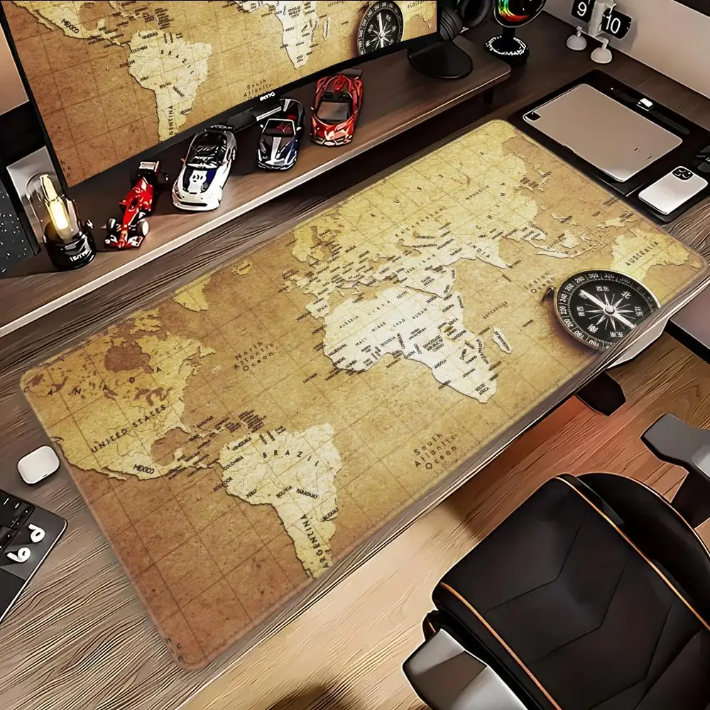 Retro NaviAation Map Art HD Mouse Pad Gamer Mousepad Desk Rug PC Desk Mats Design Large 100x50cm XXL Gamer Mousepad