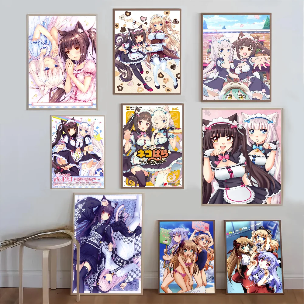 Nekopara Neko Para Chocola Vanilla Anime Whitepaper Poster Waterproof Paper Sticker Coffee House Bar Aesthetic Art Wall Painting