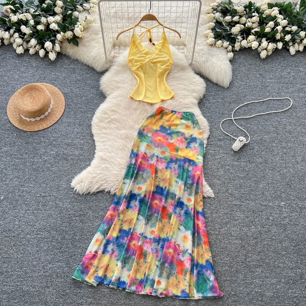 

Элегантное шикарное сетчатое платье трапециевидной формы, тонкое вечернее платье High Street, комплект одежды из двух предметов