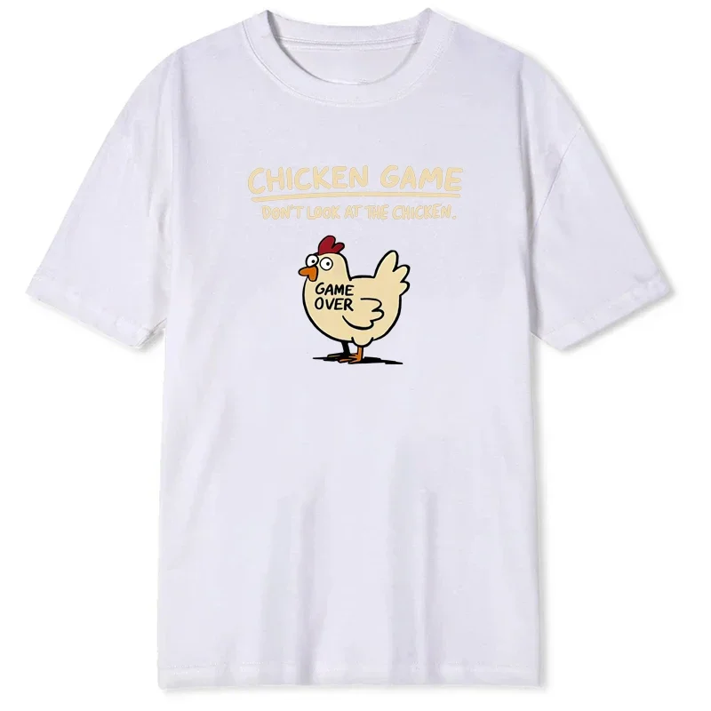 

Футболка с принтом Chicken Game Don't Look At The Chicken Pattern Print, мужская повседневная футболка с круглым вырезом и короткими рукавами, мужская футболка для повседневного использования на открытом воздухе
