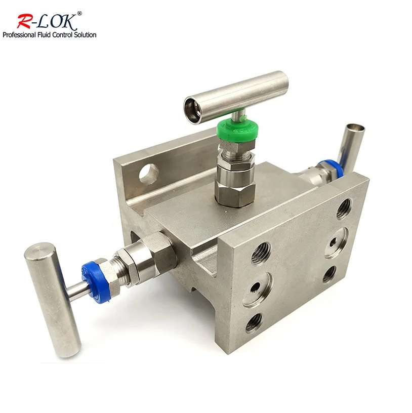 

3-ходовой приборный воздушный коллектор из нержавеющей стали в сборе, 3 клапана, блок 6000 фунтов на квадратный дюйм и выпускной фланец, игольчатый клапан типа Swagelok Fitok