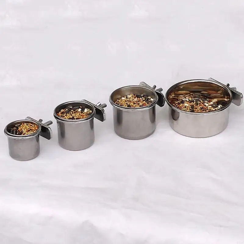 F92C Thép không gỉ Chuồng Cup Chim Thực phẩm Món ăn Nước Lồng Chống doanh thu Bát