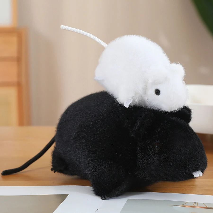 Simulated Soft Mouse Plush Toys Lovely Black White Stuffed Animal Rat Pillow Funny Toy Birthday Christmas Gift children gift