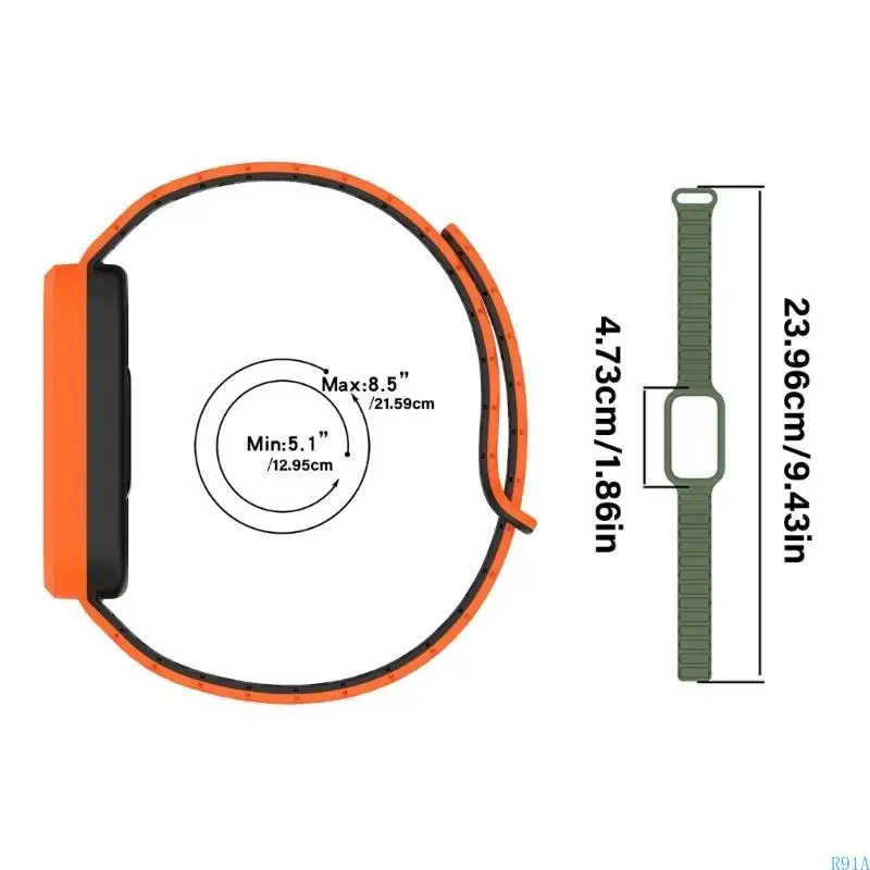 Cinghia ricambio in silicone R91A Cingcio silicone magnetico comodo e resiliente universale per banda orologi 9