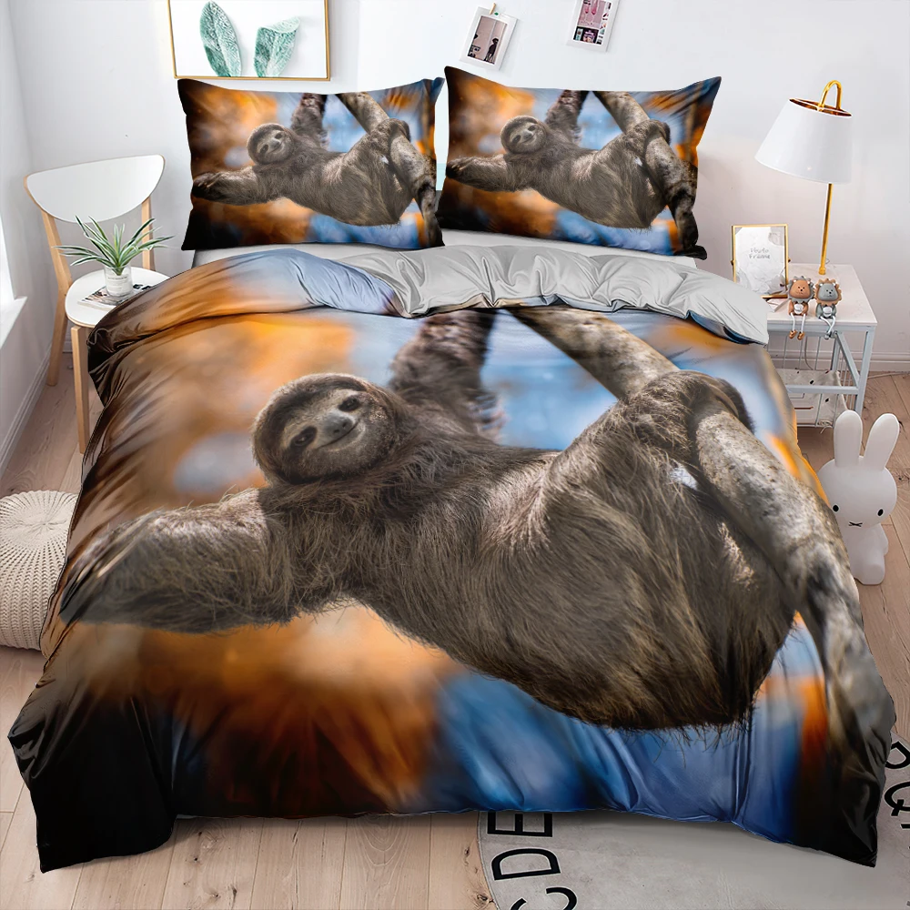 3D Digital Cartoon Sloth Bed Linen Pink Comforter Cover Set Twin Full Queen King Size 210x210cm Bedding Set for Children Adults