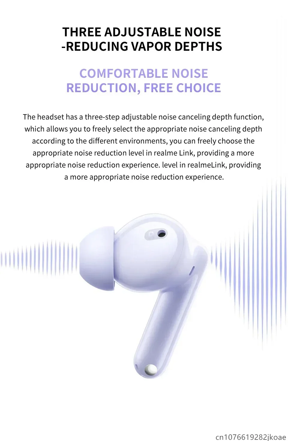 realme Buds T310-Kopfhörer, 46 dB, aktive Geräuschunterdrückung, kabellose HiFi-Kopfhörer, Bluetooth 5.4, Spiel-Musik-Headset, lange Standby-Zeit – Detail 6