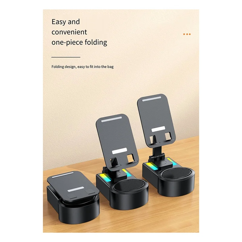 High Quality-Phone Stand Speaker Cradle Adjustable For Office Foldable Cellphone Stand With RGB V5.0 Light Desktop
