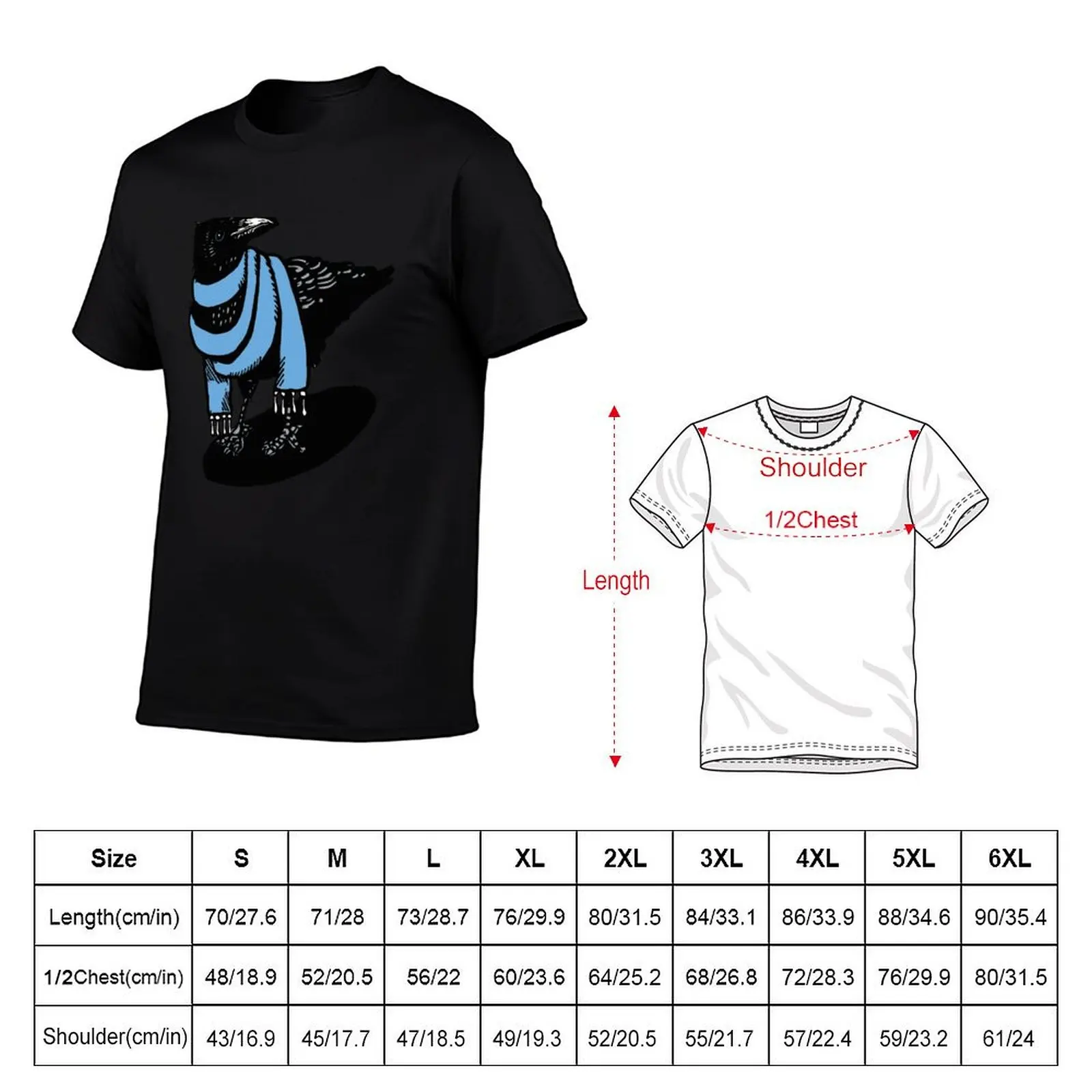 Sky Blue Scarfed crow T-Shirt for a boy sports fans shirts graphic tee anime mens graphic t-shirts pack