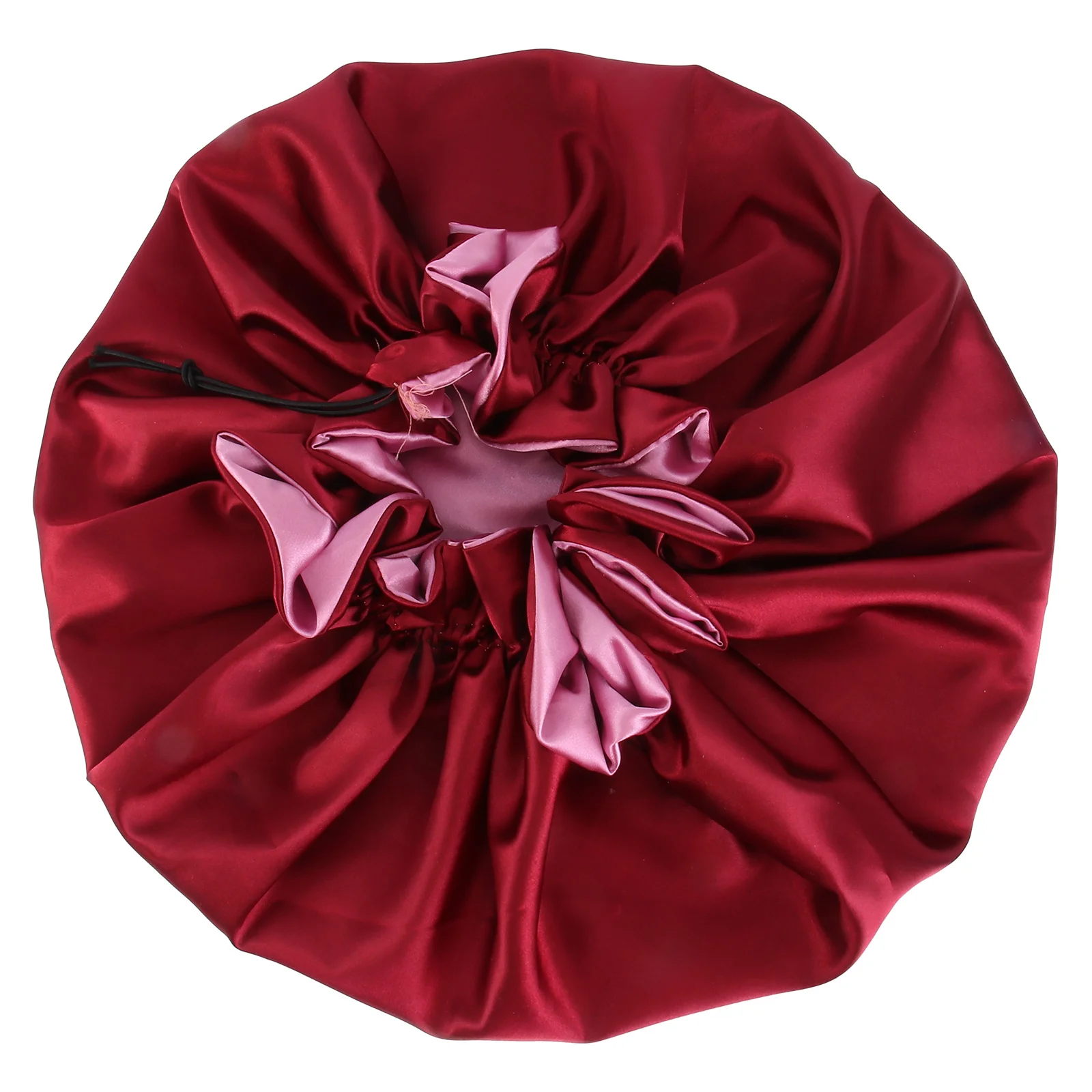 

1pc Double Layer Satin Shower Cap For Women Reusable Bathing Hat High Elasticity Adjustable Soft Skin-Friendly For Shower Spa