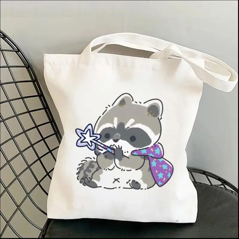 Bolsos de hombro para mujer Little Raccoon bolso de compras Kawaii، bolso de lona bolso de hombrobolsos de moda para chica