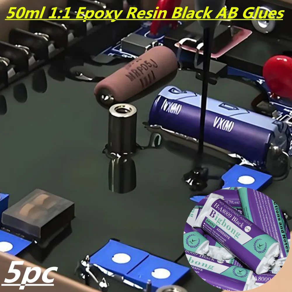 

5 шт. 1:1 клей для герметика, эпоксидная смола, 50 мл, двухкомпонентные черные клеи AB, набор структурных клеев для 50 мл 1:1 AB клеевых пистолетов