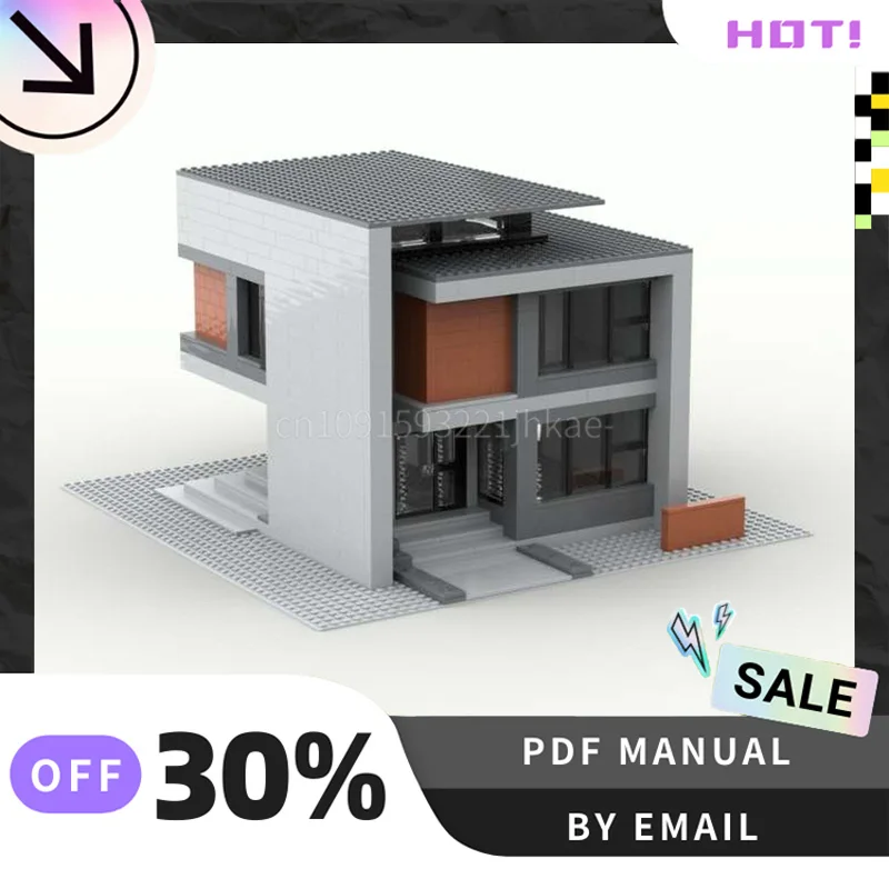[987PCS] 맞춤형 MOC Brutalist 현대 주택 크리 에이 티브 빌딩 블록 세트 줄기 교육 장난감 DIY 건설 모델 키트 선물