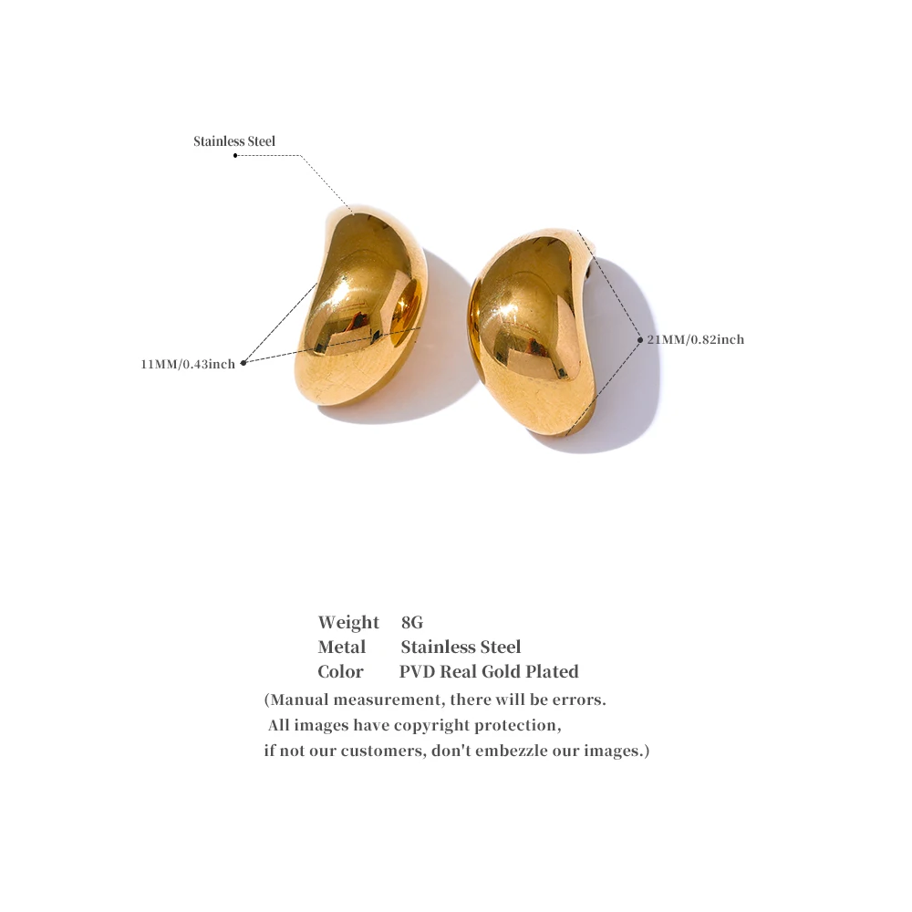 Yhpup Glatter Edelstahl-Metall-Ohrring, geometrisch, modisch, täglich, Textur-Charm, vergoldet, platinfarben plattiert, Schmuck, wasserdicht – Detail 1