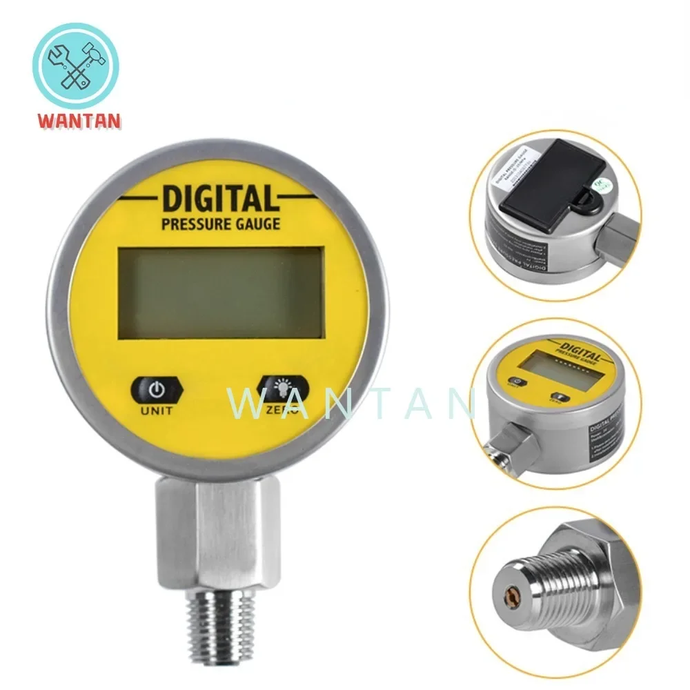 1Pc Pressure Gauges Digital Display Oil Pressure Hydraulic Test Meter For Gas Water Fuel Liquid 3V 25BAR/2.5Mpa 2 Points Thread