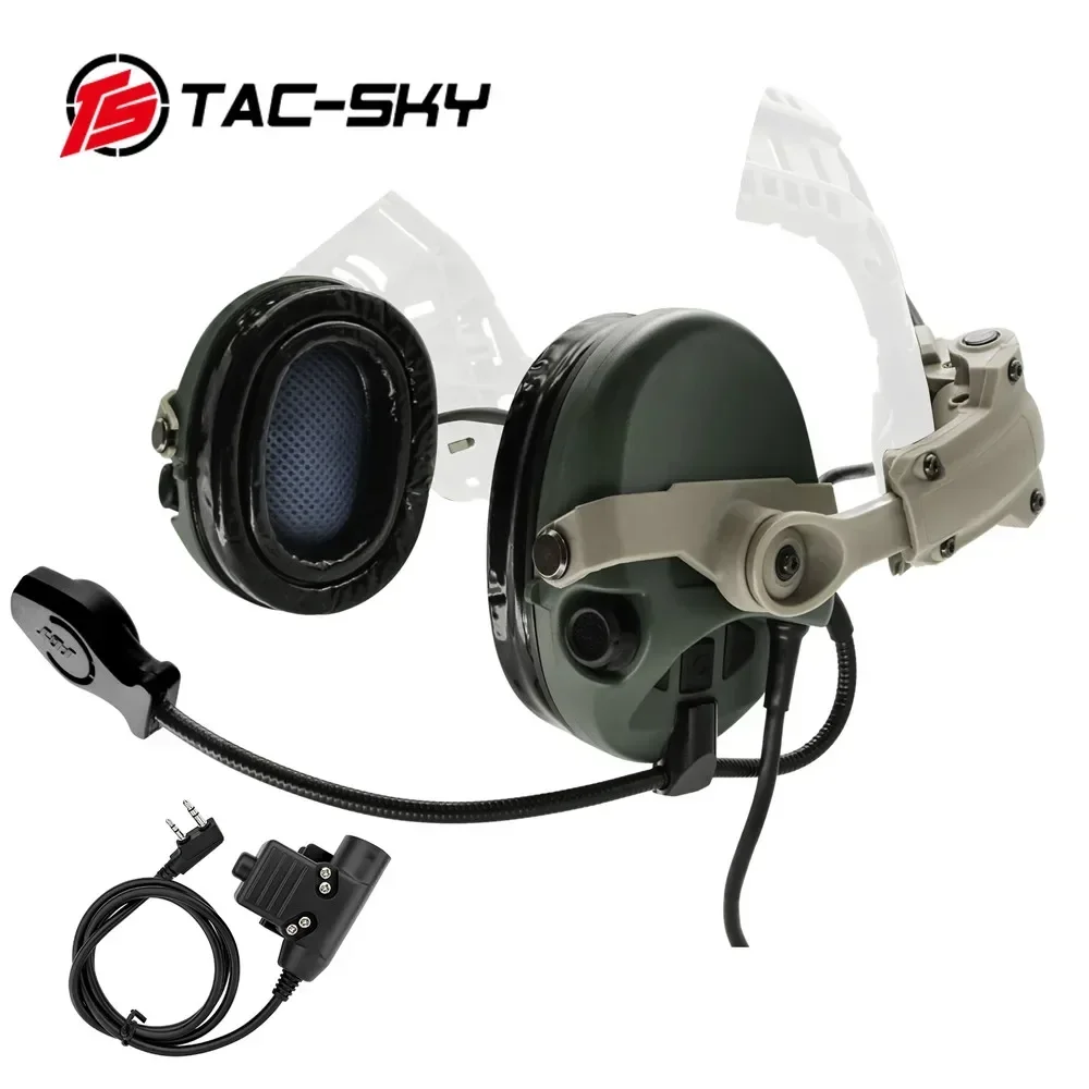 TS TAC-SKY Hunting Airsoft Headset Sordin Tactical Helmet ARC Rail Adapter FOR Sordin Headset with K 2 pin Push to Talk U94PTT