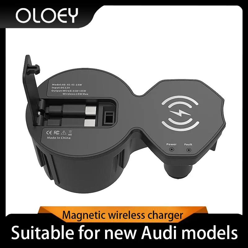 

For Audi A6/A7/S6/S7/RS6/RS7 car wireless charger cigarette lighter USB super fast charging for iPhone, Samsung, Huawei, Xiaomi