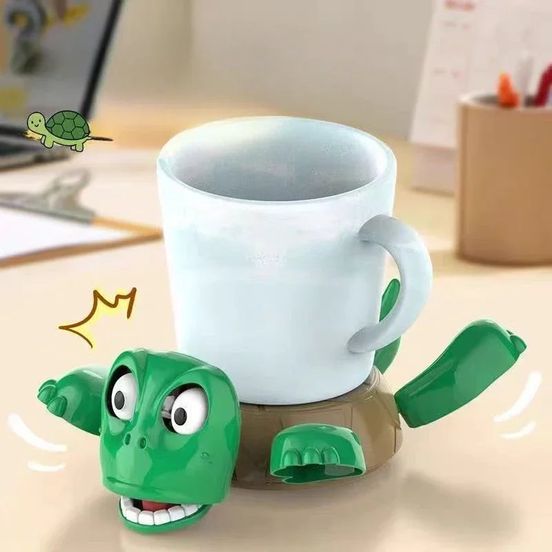 3D Printed Fun Turtle Coaster Press-Activated Eye Change Stress Relief Toy, Non-Slip Cup Mat Gift for Kids Office Homes