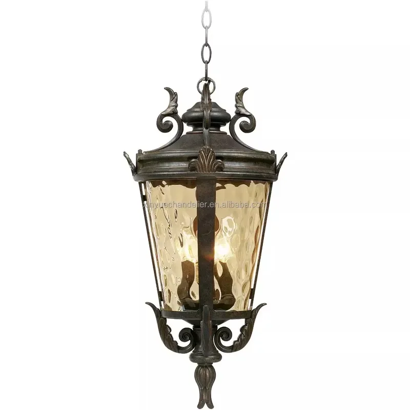 for Vintage Outdoor Ceiling Light Textured Black Clear Hammer Glass  Porch Garage Garden Home Roof Chandelier