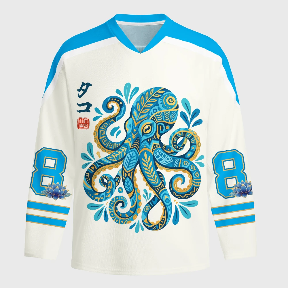 American Retro Print Octopus 3D Printed Long Sleeved Jersey for Men and Women,loose and Fashionable Hip-hop T-shirt for Children