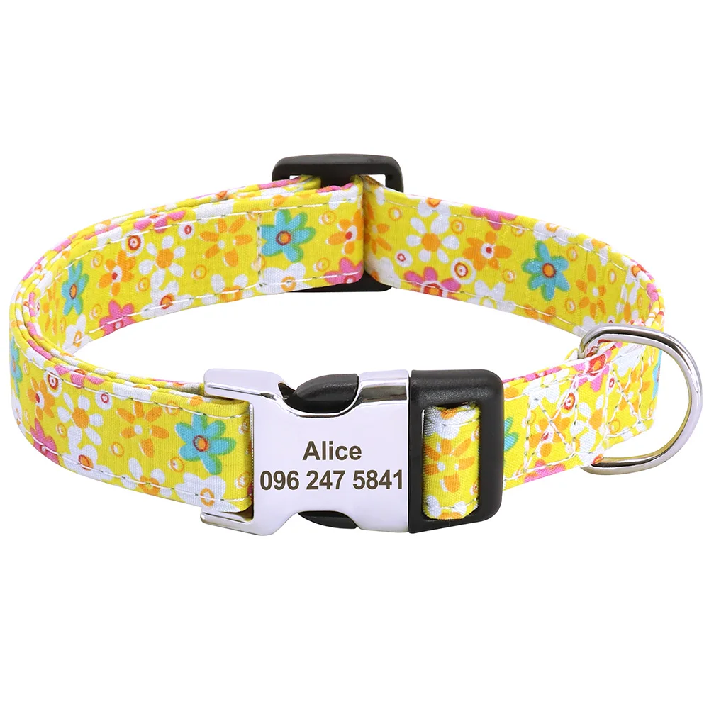 Personalized Printed Nylon Dog Collar With Custom Engraved Name_voghion.com
