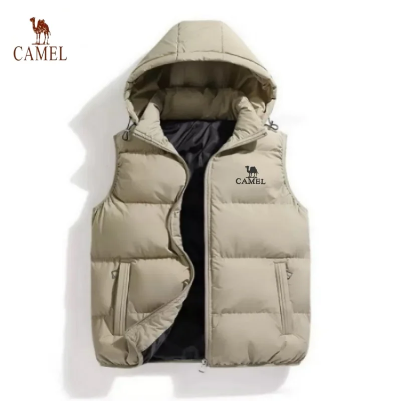 

Autumn and winter men's high-quality sleeveless hooded jacket, family oriented fashionable casual windproof and warm hooded vest