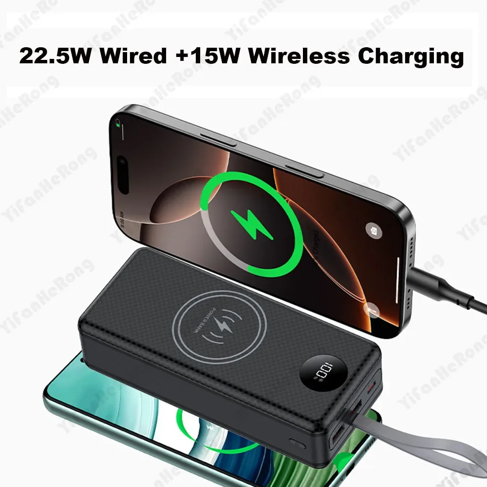 Obudowa powerbanku na 16 baterii 18650, DIY, podwójne USB typu C, ładowanie bezprzewodowe 10W 22.5W 15W, bateria nie jest dołączona, do telefonu. — zdjęcie produktu 4