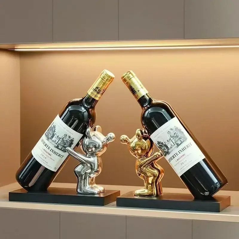 Ceramic Bubble Bear Wine Bottle Holder Countertop Storage Stand for Wedding Party Home Decor تحف كبيره للمنزل