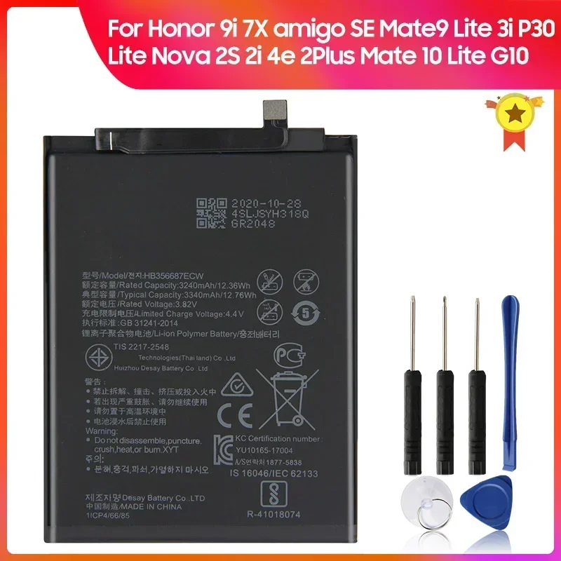 Phone Replacement Battery HB356687ECW For Huawei Nova2S Nova2Plus NovaSE 2iPlus 3i 9i 7X MateSE G10 Nova4e Mate 9 10 lite