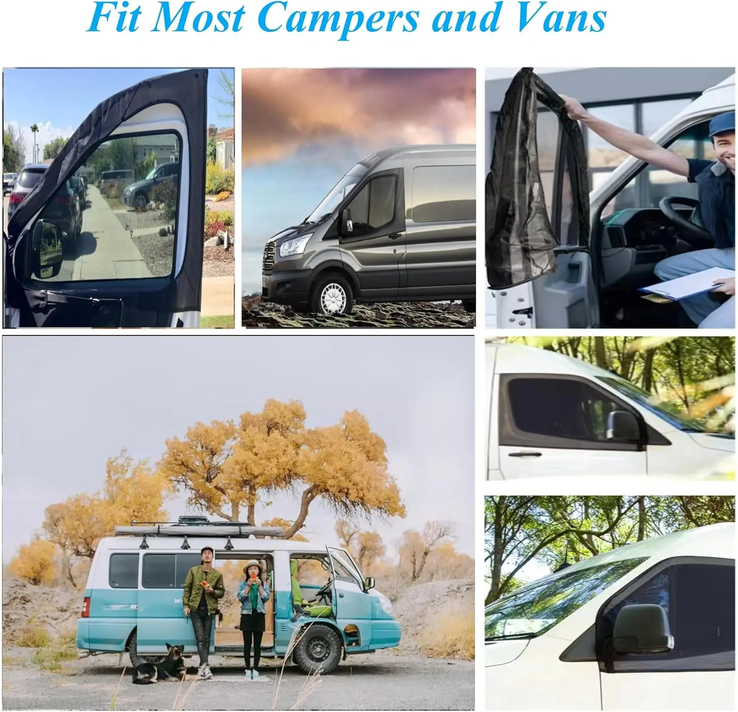 2pcs Universal Motorhome Window Bug Screens Pair Front Door Bug Screen For Sprinter Metris Transit Promaster Car Accessories view 5