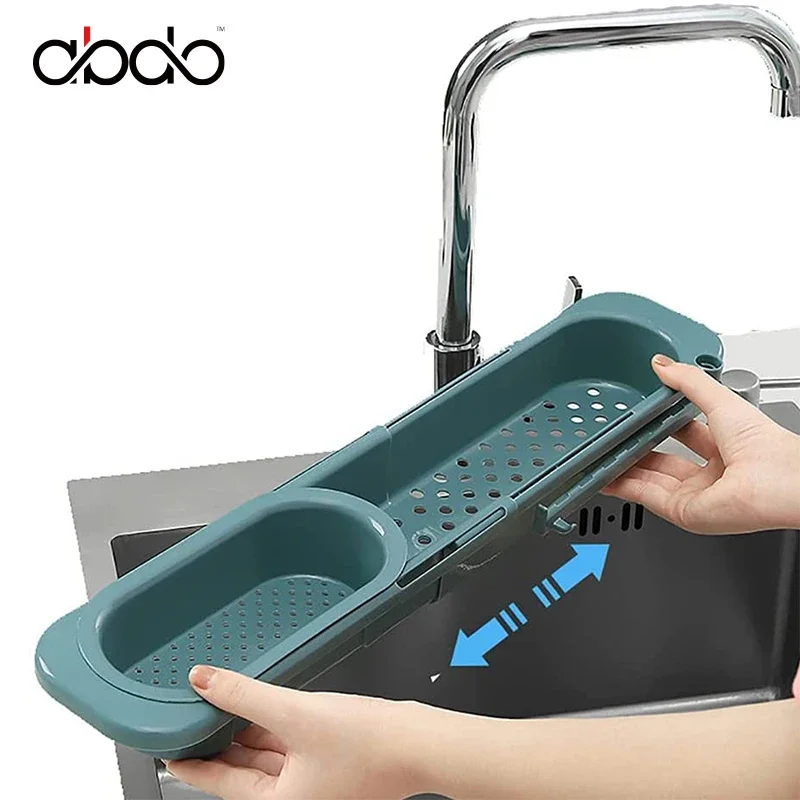 

Expandable Kitchen Organizer Telescopic Sink Holder Rack Sponge Caddy Storage Adjustable Dish Cloth Hanger for Home Accessories