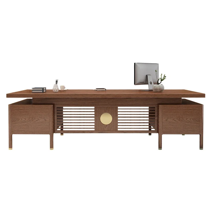 

Office Desk and Chair Combination Solid Wood Boss Atmospheric Office Boss Ugyen Wood Executive Desk Furniture