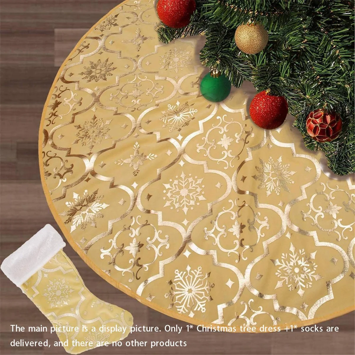 48 Inch Christmas Tree Skirt Xmas Soft Cover Mat Decor Snowflake Collar Farmhouse Tree Skirt,Red