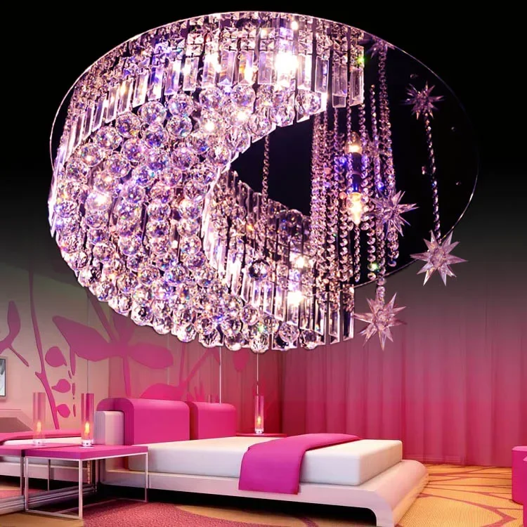 LED ستار كريستال السقف K9 مصابيح القمر أضواء السقف الدافئة والإبداعية كريستال مزيج غرفة المعيشة الأطفال نجمة