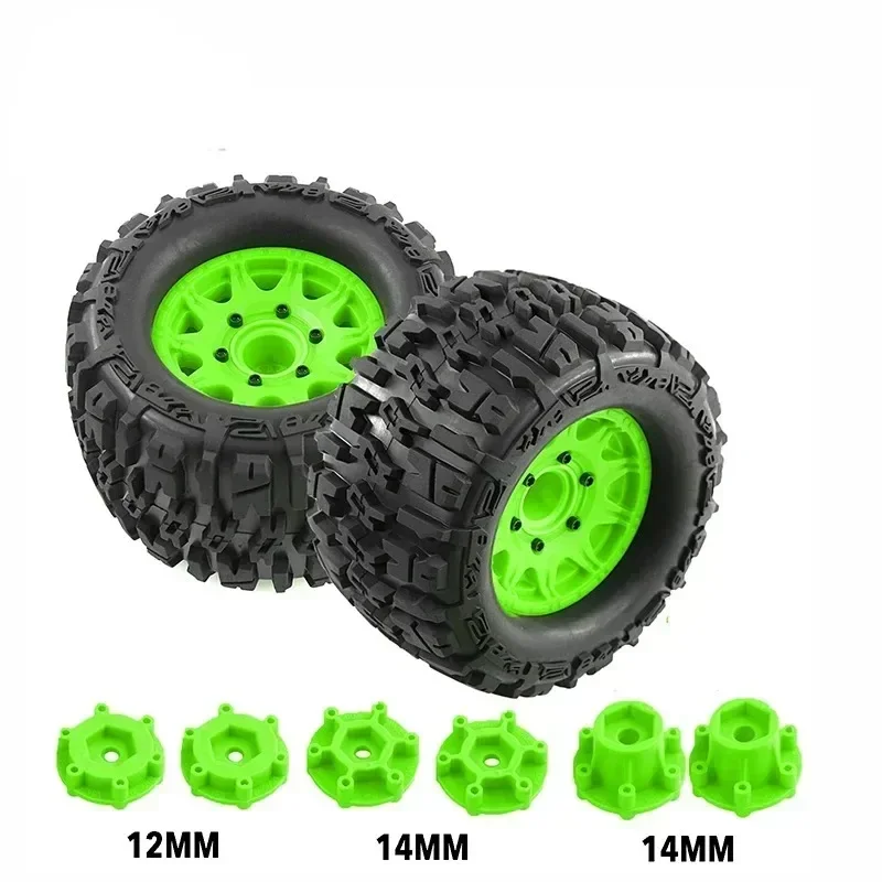 4Pcs RC Truck Wheel Tires 12mm/14mm Hex Rc Truck Tires for 1/10 Rustler Hoss Arrm a Granite Vorteks Axial Losi Redcat 4WD