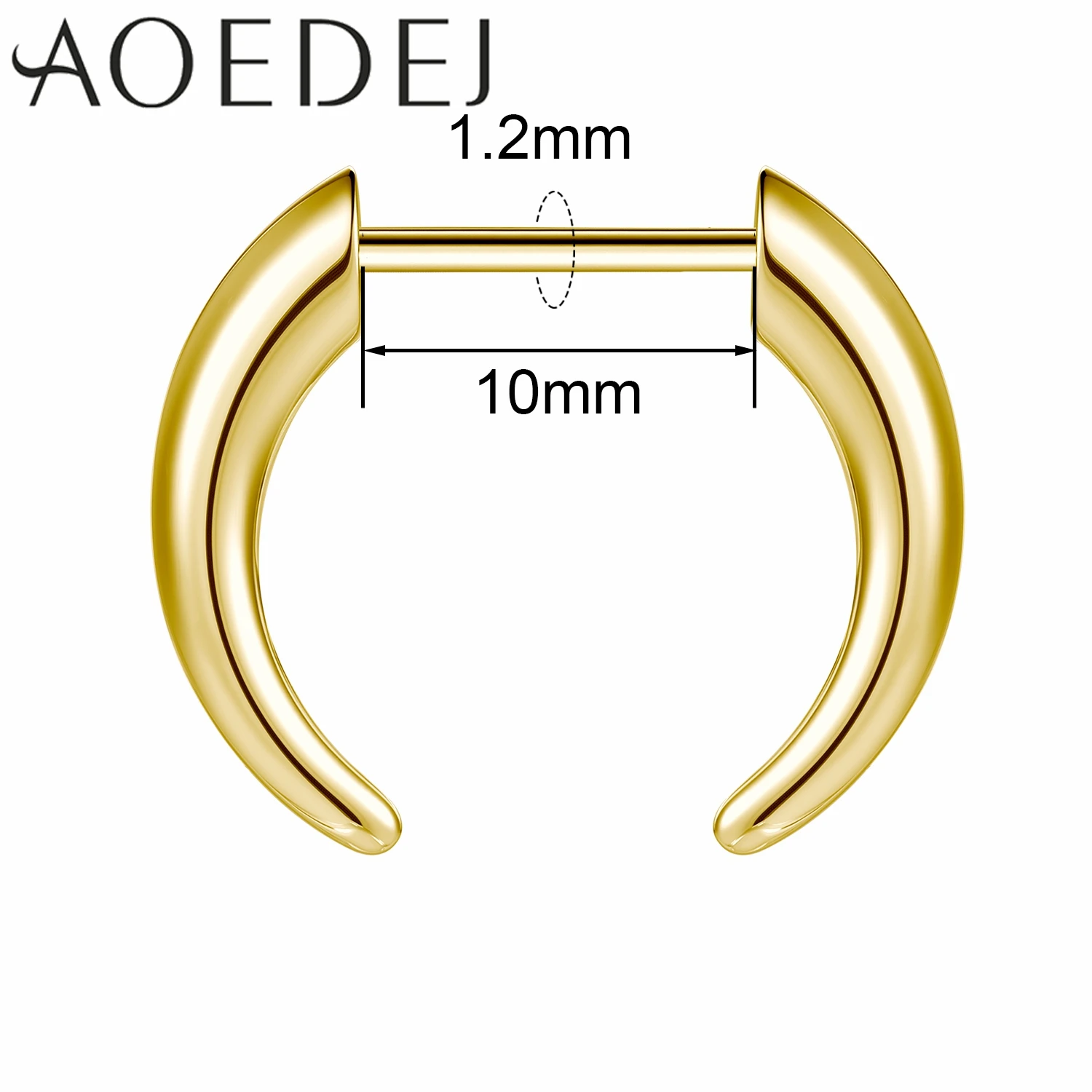 AOEDEJ 1 PC 16G Plug-In-Stil Edelstahl Nasenringe Damen Herren Septum Ring Spike Ox Horn Große Messgeräte Körperpiercings 8/10 MM