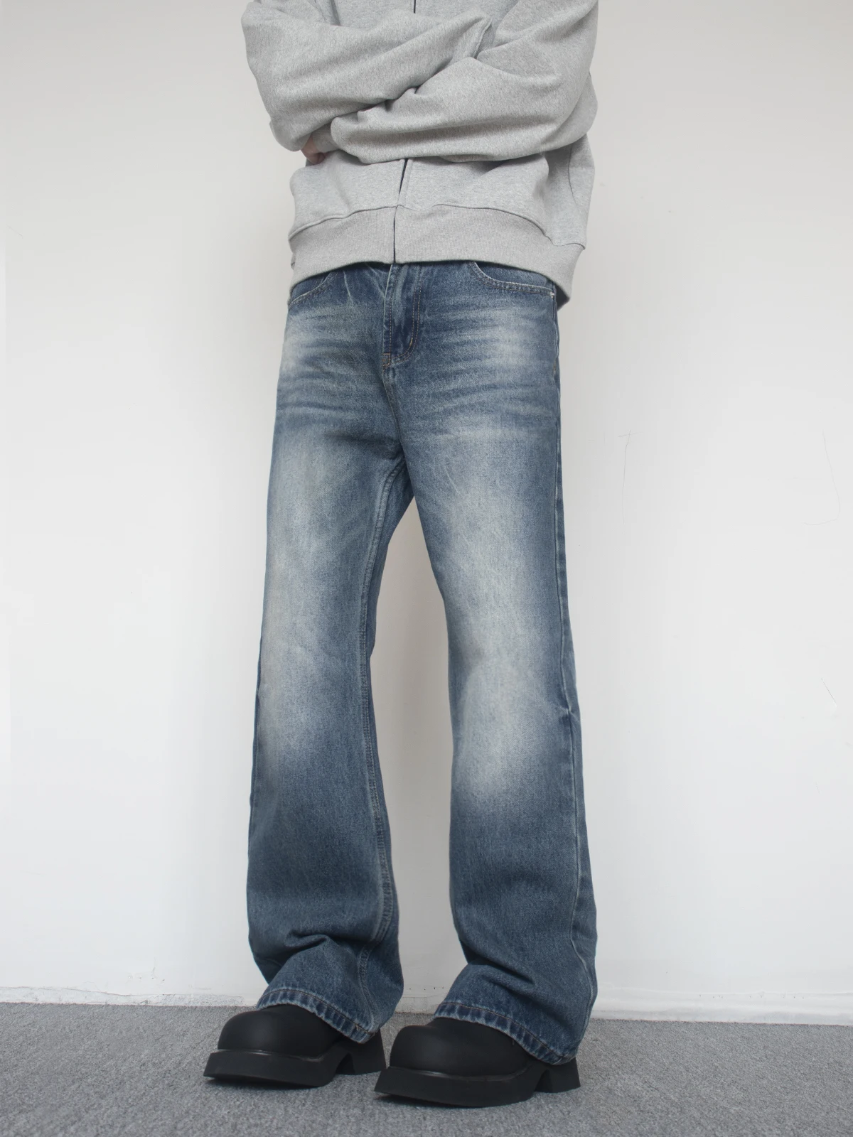 التخسيس عالية الخصر مستقيم الساق الجينز الأزرق الرجال النساء ريترو Waed بناطيل كاجوال XINU الأمريكية Sle الجينز مزيج القطن