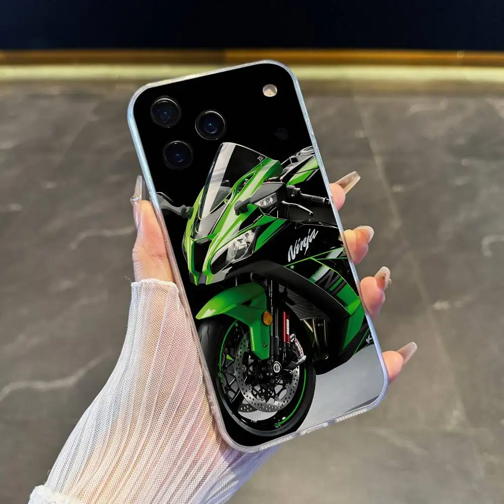 حافظة هاتف رائعة للدراجات النارية H2R K-Kawasakies-S iPhone 17,16,15,14,13,12,11 Pro,Max,Plus,X,XS,XR,SE4,E غطاء ناعم شفاف صغير