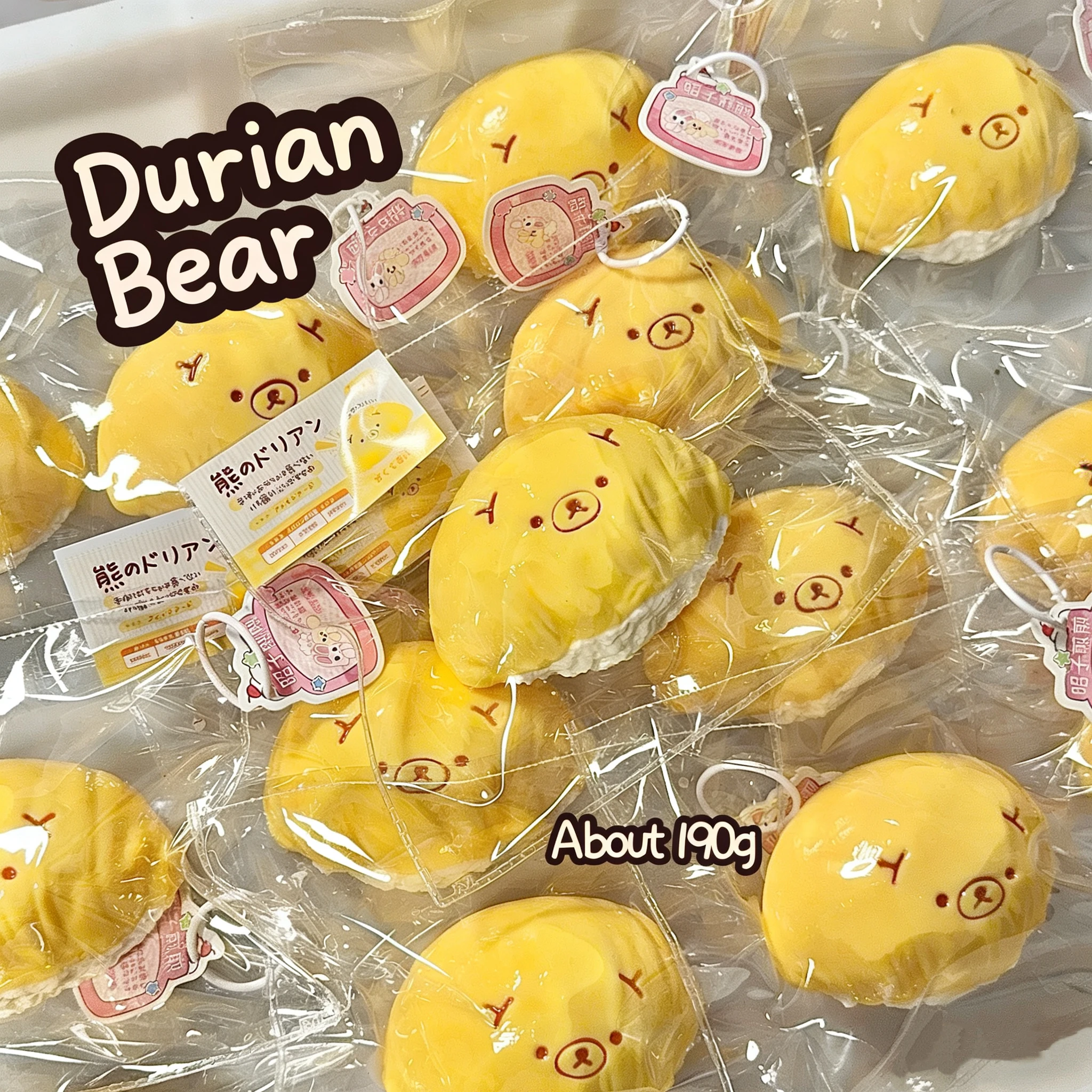 Durian Bear Squishy - Silicone de qualité alimentaire avec une texture de beurre glacé