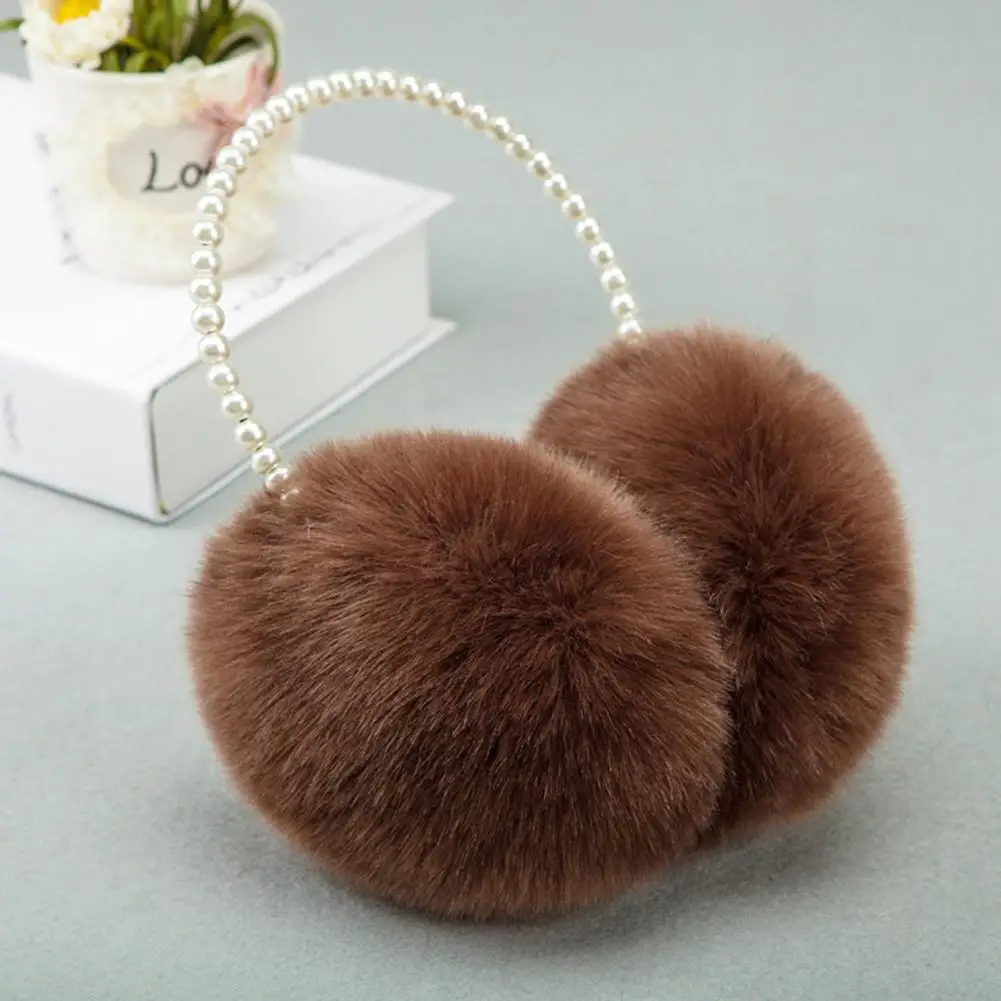 Earmuff musim dingin wanita dewasa, Earmuff imitasi mutiara dekorasi sangat tangguh penutup telinga dingin