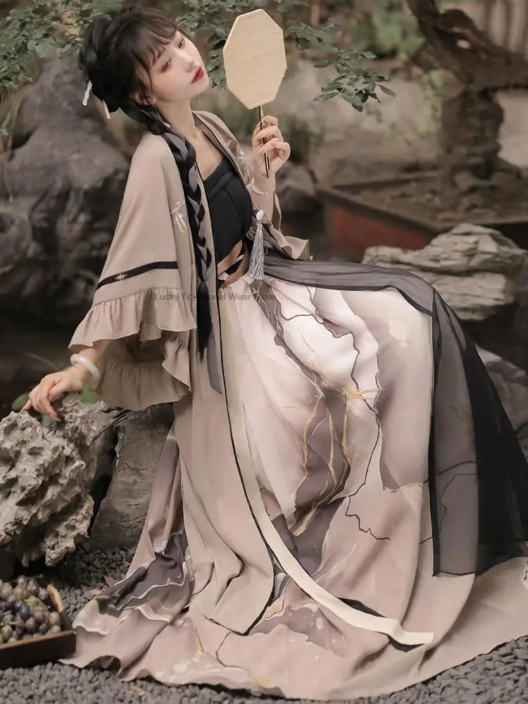 Chinese Style Women Song Dynasty Vintage Hanfu Dress Fairy Halloween Cosplay Folk Dance Hanfu Dress Set Cosplay Costume HS11