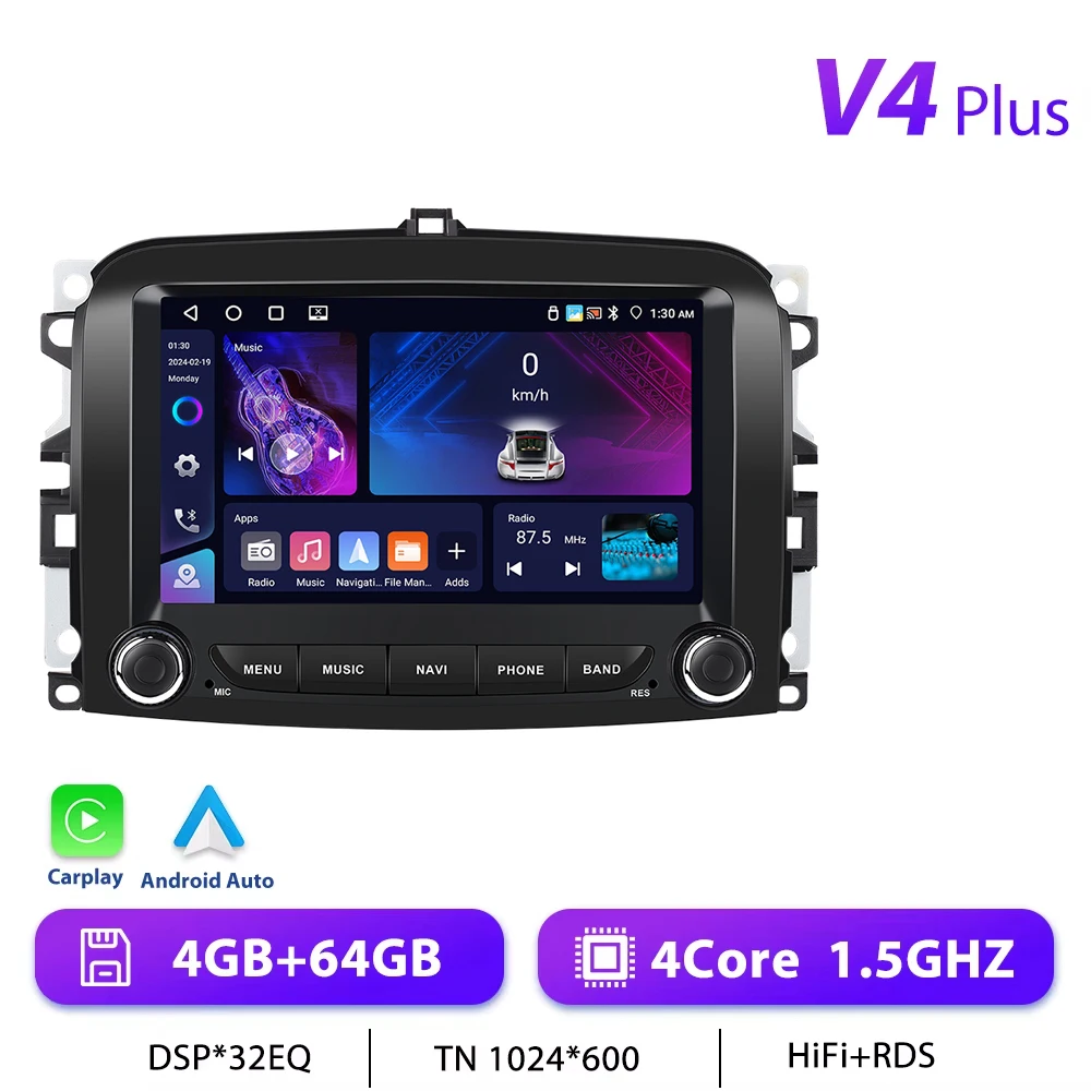 CarPlay Android Radio Voor Fiat 500L 2013-2019 omdat Multimedia Speler 2din GPS Stereo Navigatie Intelligent Systeem Autoradio RDS