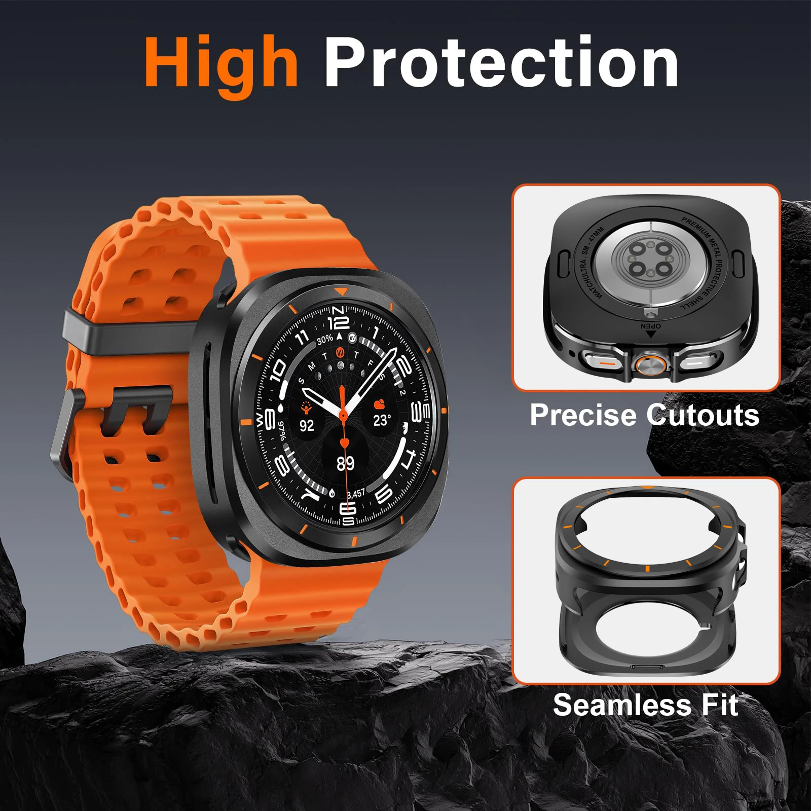 Metal Protective Case For Samsung Galaxy Watch Ultra 2025 PC&Alloy Hard Cover For Galaxy Watch 7 Ultra 47mm Bumper Accessories