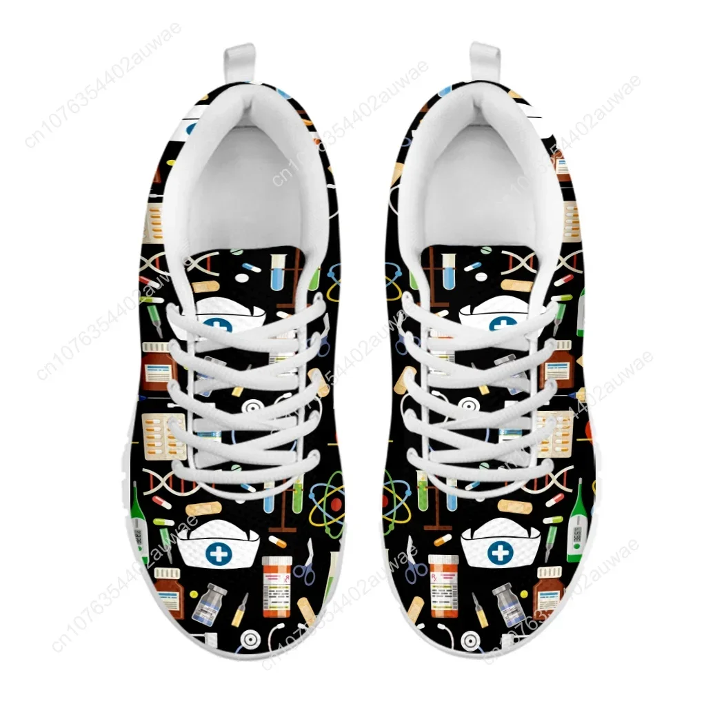 White Nursing Shoes For Women First Aid/medical Printed Comfortable Sneakers Lace-up Shoes Footwear Zapatos