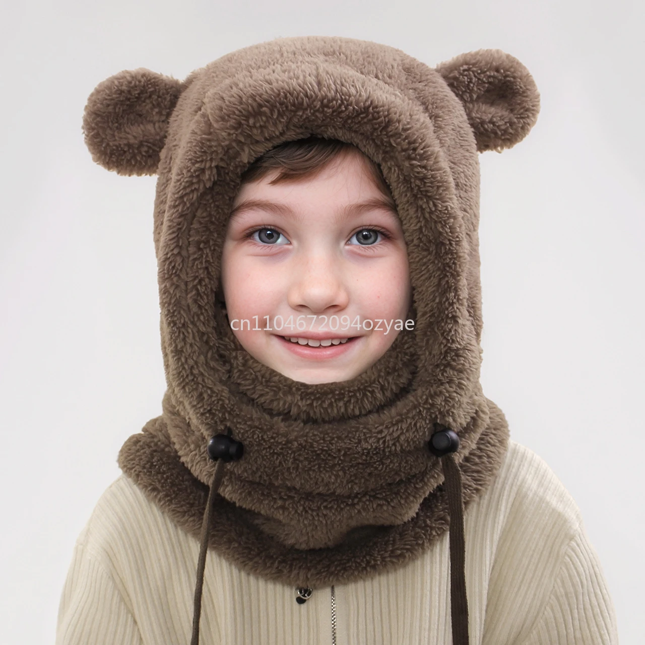 Cagoule pour enfants : casque anti-froid avec écharpe en peluche, couvre-chef de ski thermique pour enfants, sports d'hiver