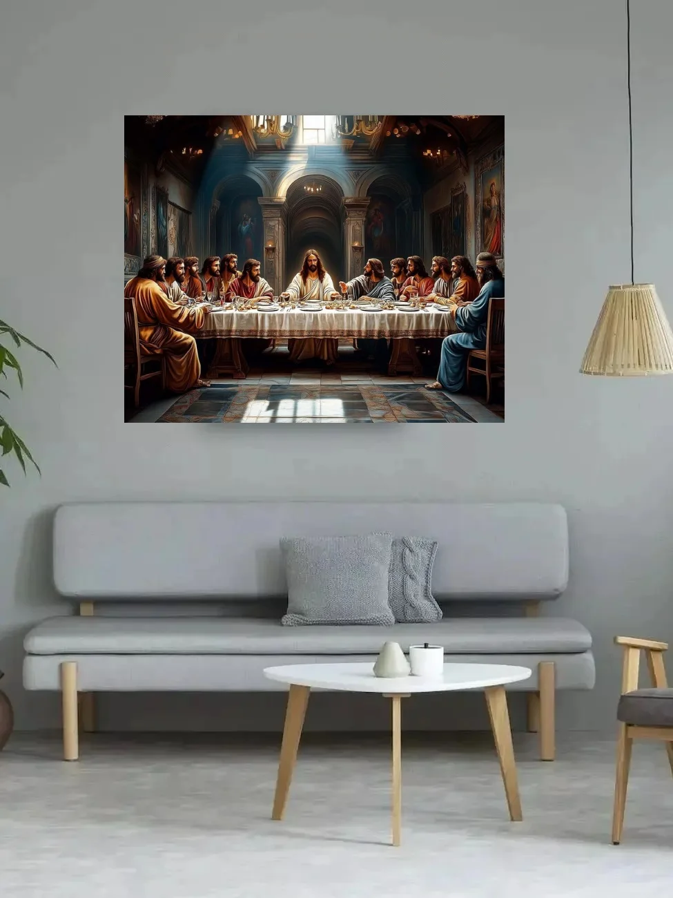 Last Supper, Bible Story Christian Jesus and Twelve Apostles, Print Art Canvas Poster, For Living Room , Home Wall Decor