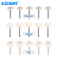 10PCS/Pack AZDENT Dental Polishing Brush Wheel RA Polisher Felt Cotton White Goat Hair for Low Speed Handpiece Dentistry Tool