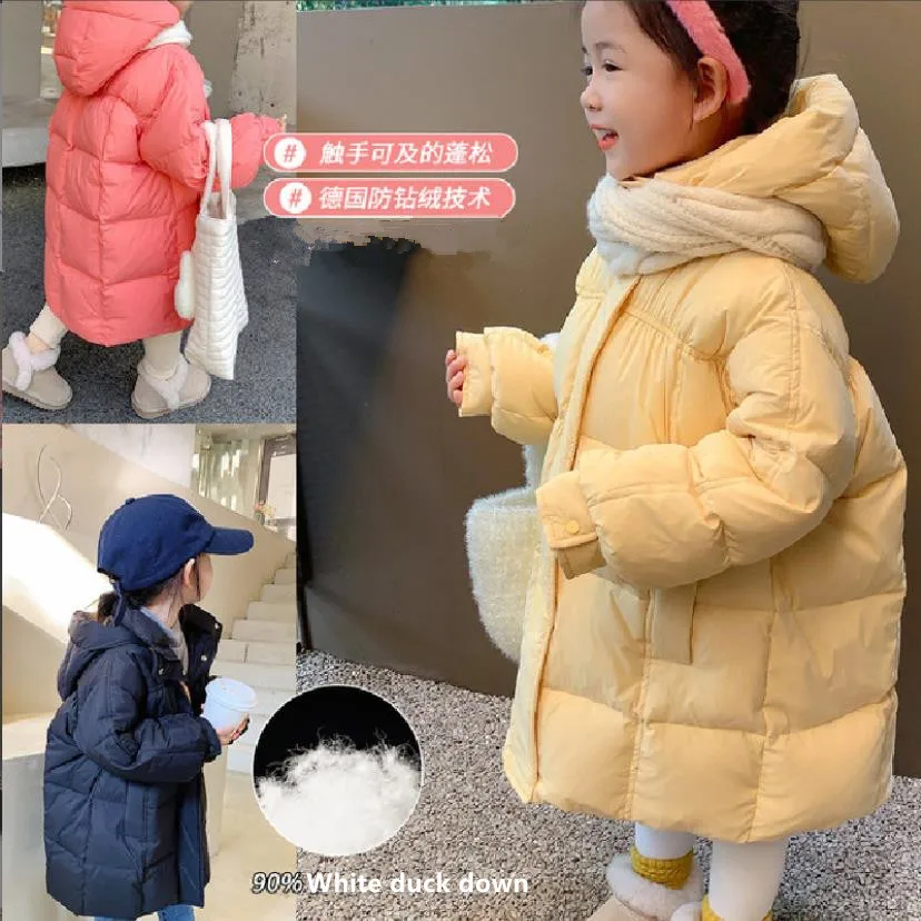 

Russian Winter Girl Boys 90% White Duck Down Jacket Warm Winter Thicker Children Hooded Down Jacket High Quality 2-14Y Wz893