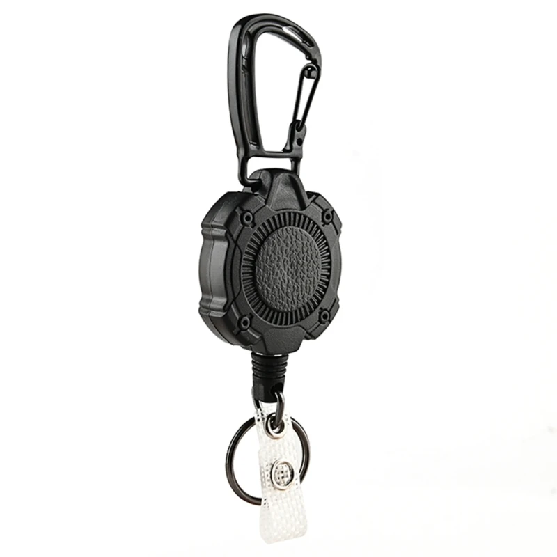 Retractable Keychain Heavy Duty ID-Card Badge Holder Extendable Students Nurse Badge Clip With Carabiner Clip Keyring